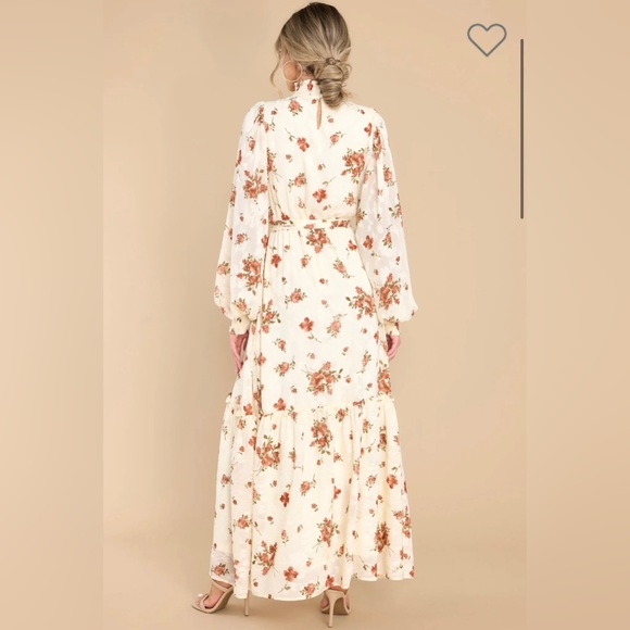 NWT Red Dress, Love is in the Air Ivory Floral Print Dress, Medium - Picture 3 of 7